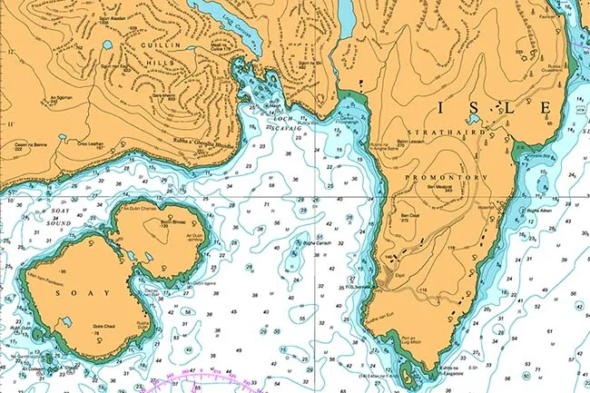 Морская карта залива Лох Скавейг на острове Скай